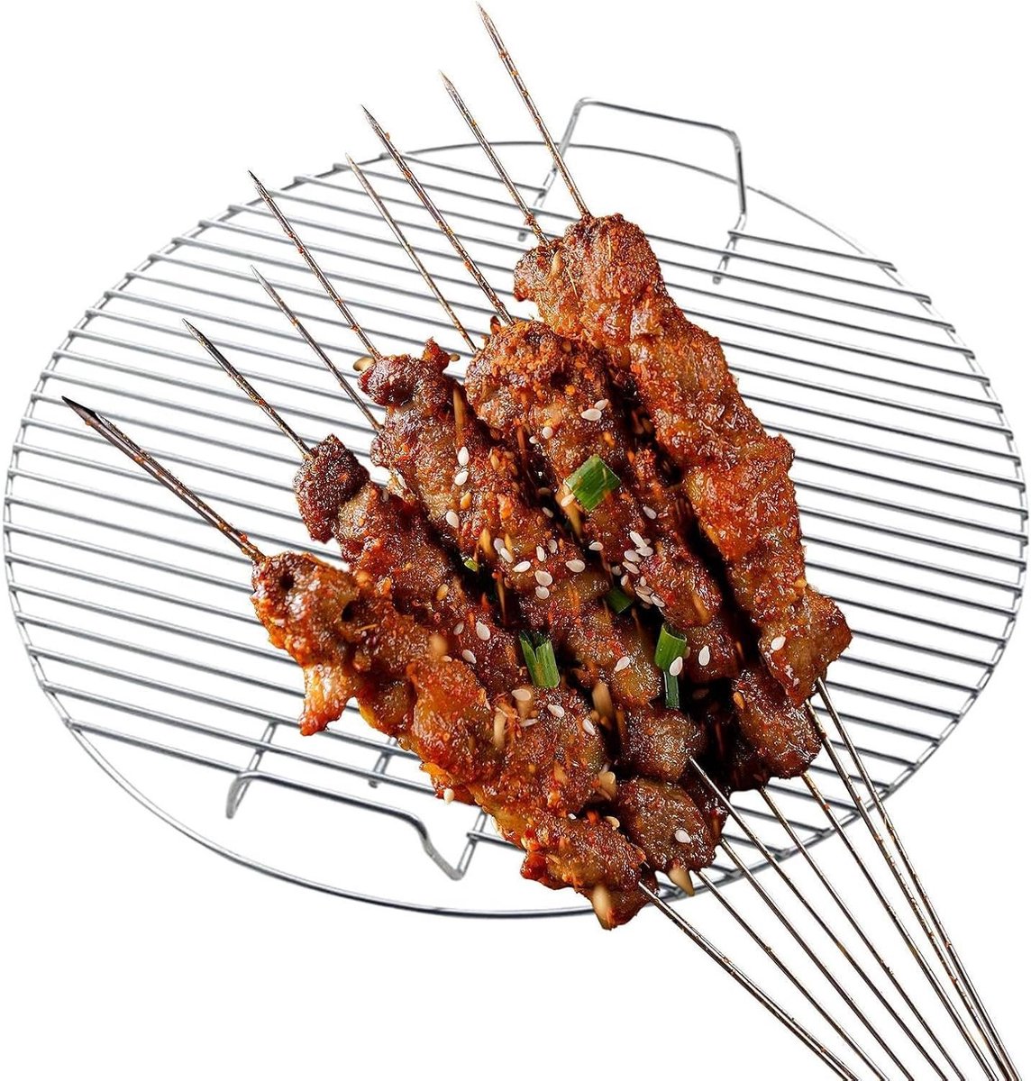 Barbecue Rooster - Grillplaat Rond - Buiten Koken - Roestvrij Staal - 44.5 cm - Zilver