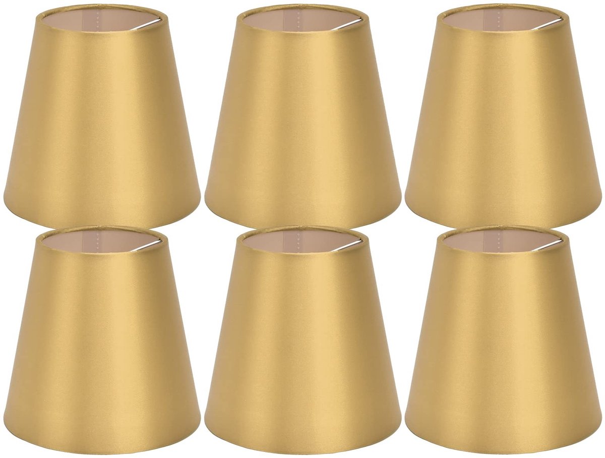 Omgoods - Lampenkappen - Gouden Clip-On Lampenkappen - Voor Tafellampen en Wandlampen - Decoratief en Stijlvol - Geschikt voor Kroonluchters - 6 Stuks