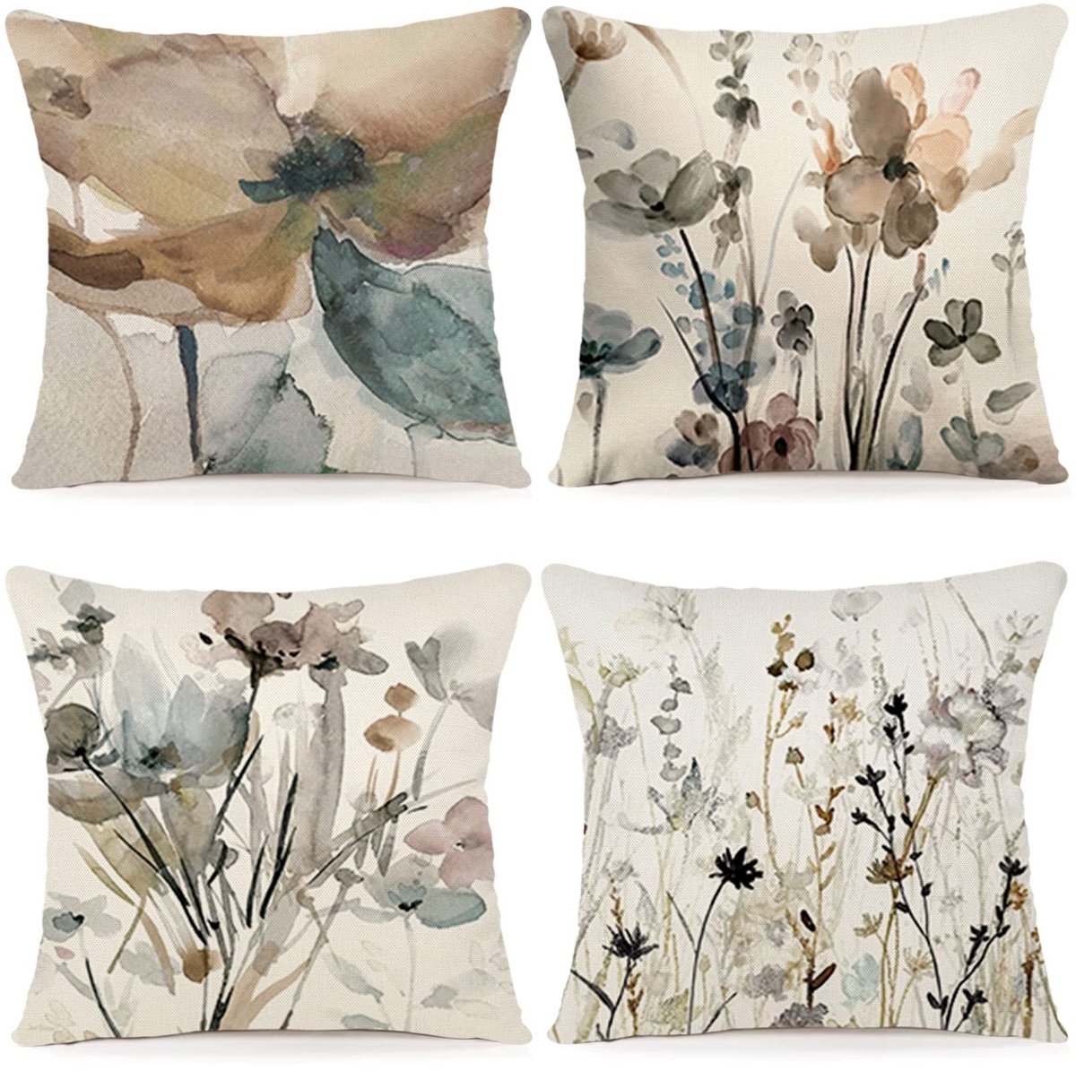 Omgoods - Set van 4 Moderne Floral Kussenslopen 60x60 cm
