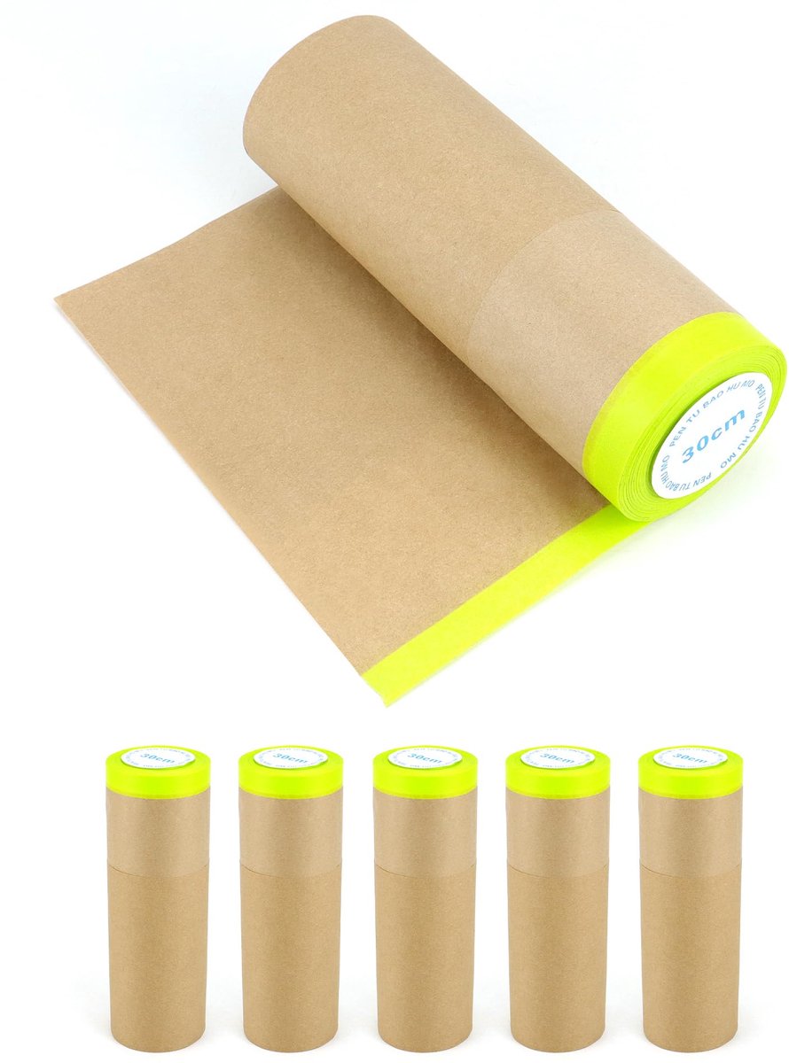 Omgoods - 6 Stuks Verf Maskerpapier 30 cm x 15 m - Met Hechtingstrips