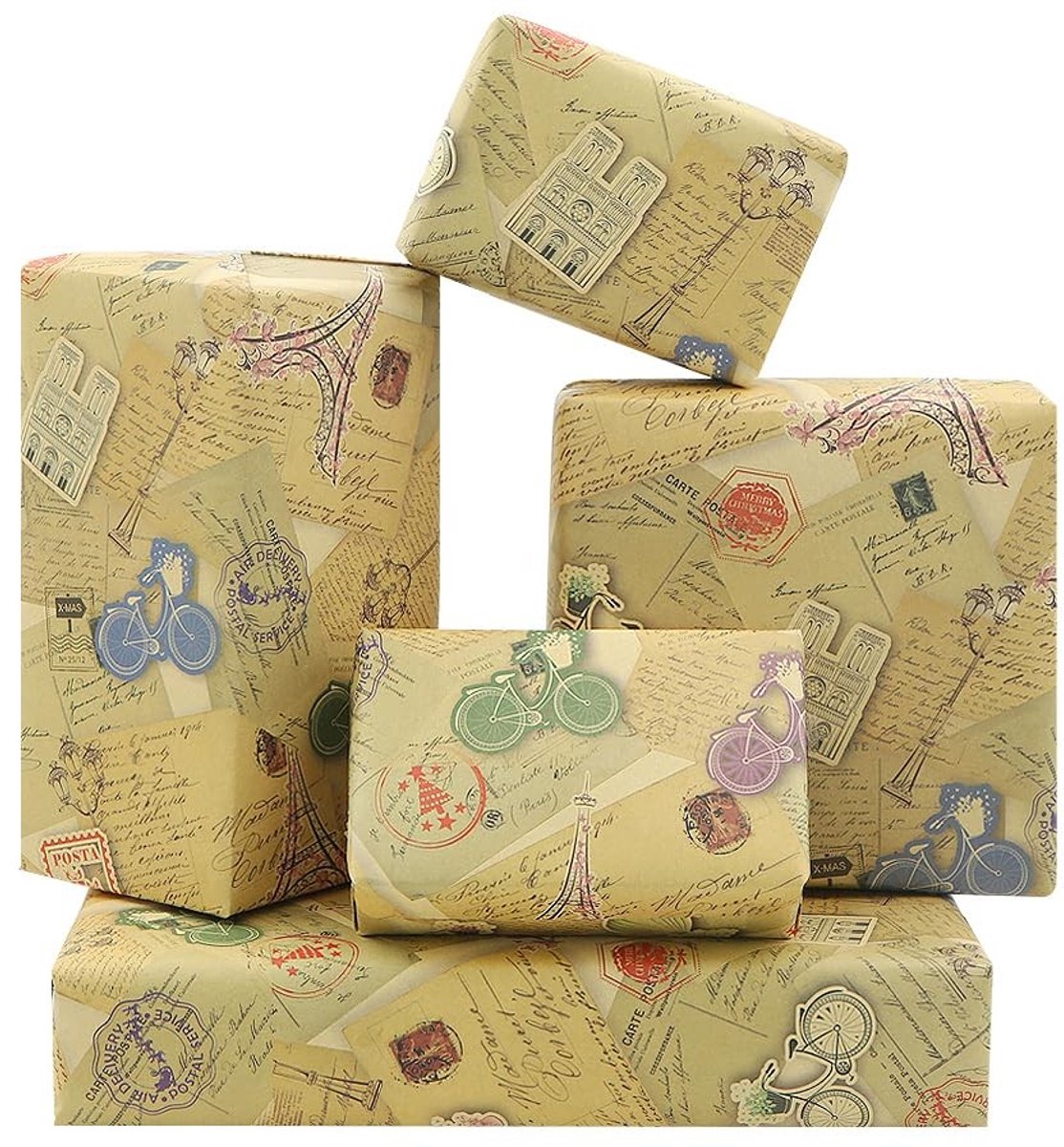 Omgoods - Vintage Cadeaupapier Set met Romantische Ontwerpen