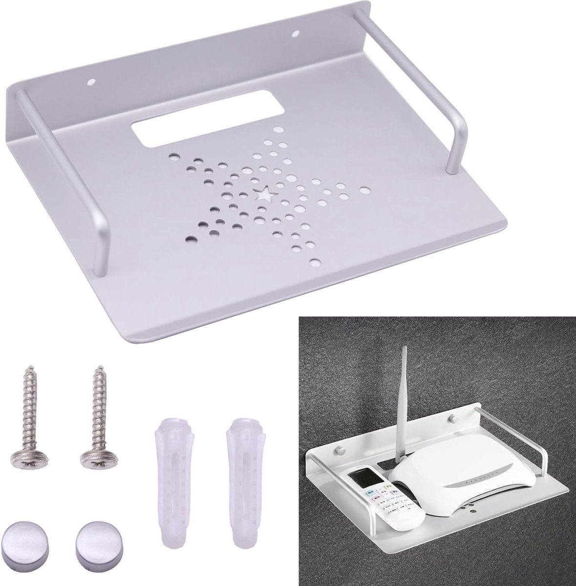 Omgoods - Wandmontage Multimedia Plank van Aluminium in Zilver