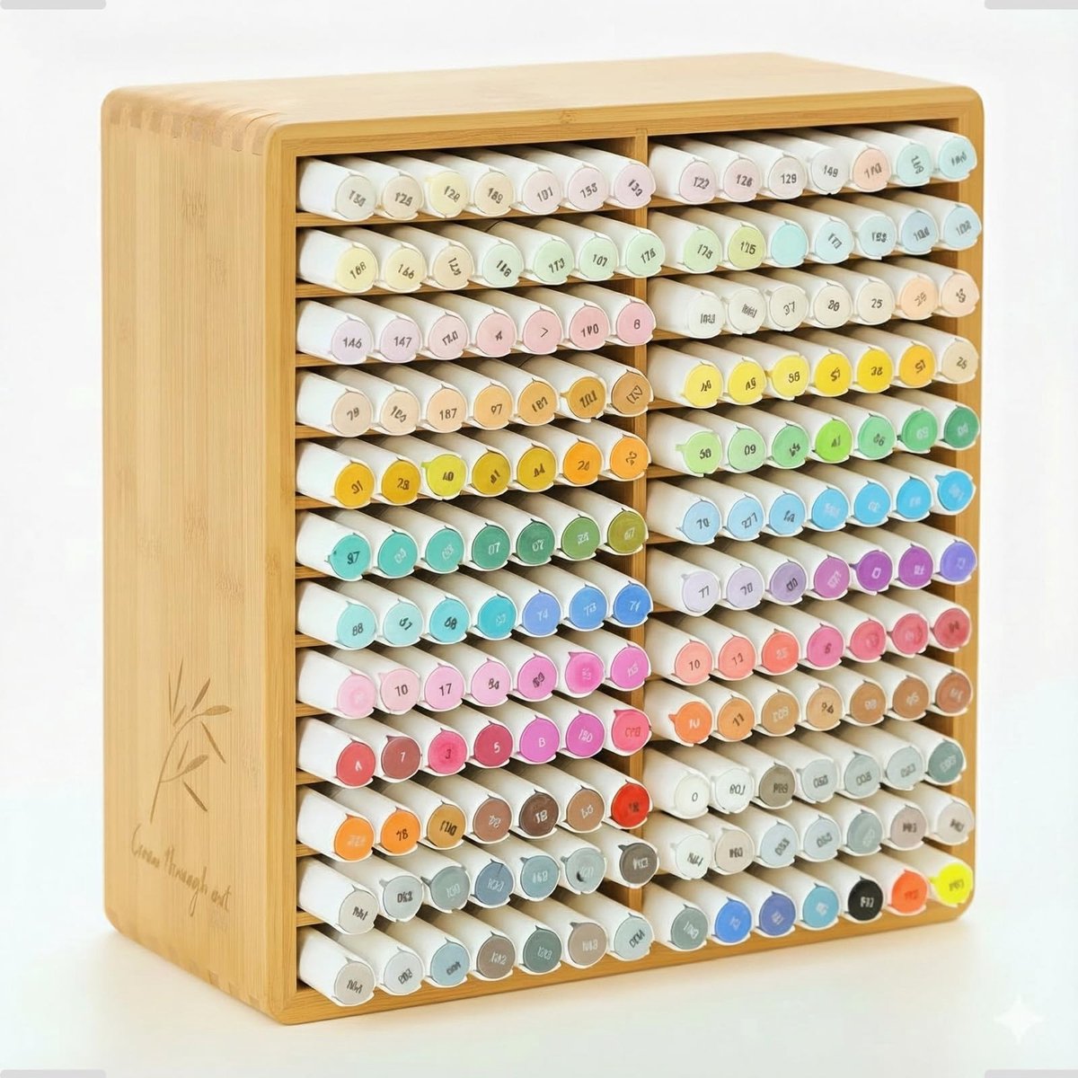 Omgoods - Marker Organizer voor 168 Pennen - Bamboe Bureau Organizer