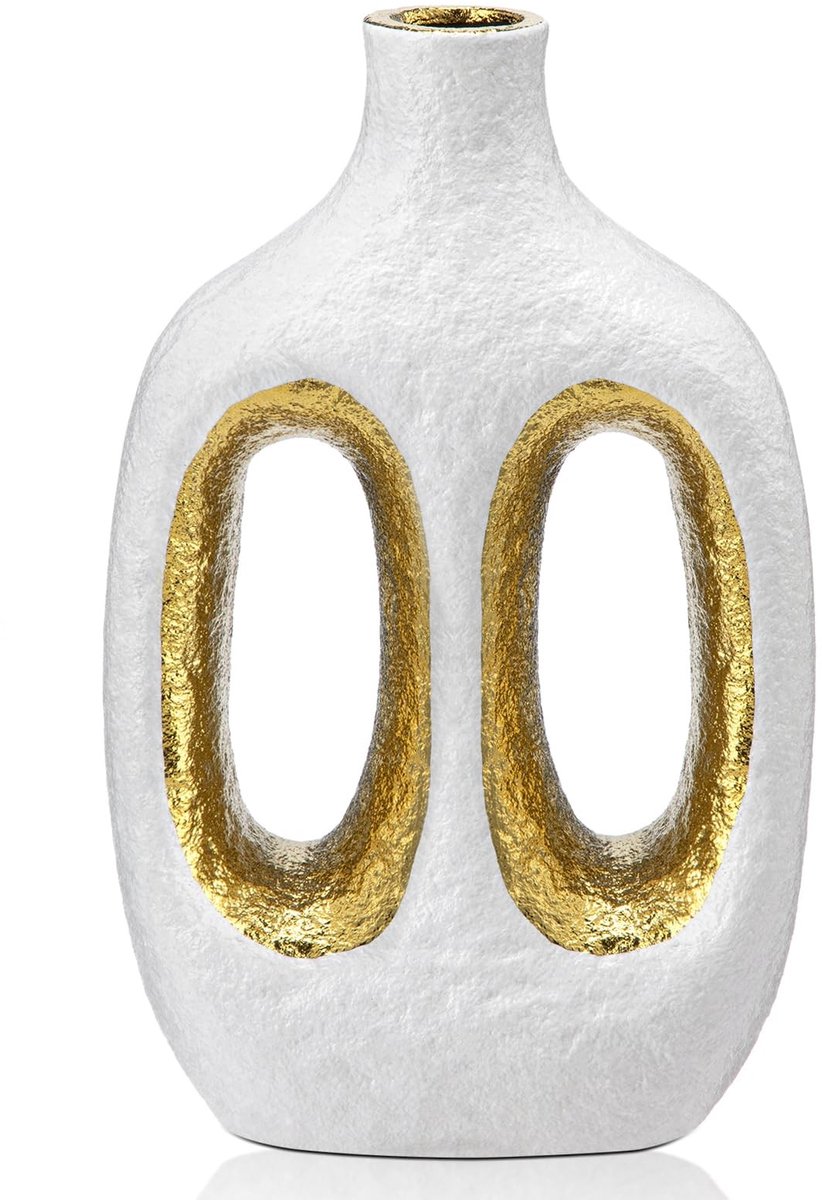 Omgoods - Kleine Witte Donut Vaas van Keramiek voor Droogbloemen