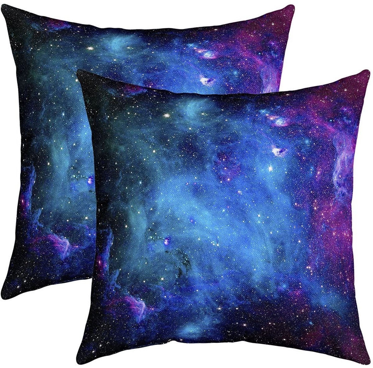 Omgoods - Set van 2 Decoratieve Kussenslopen met Sterrenhemel Print