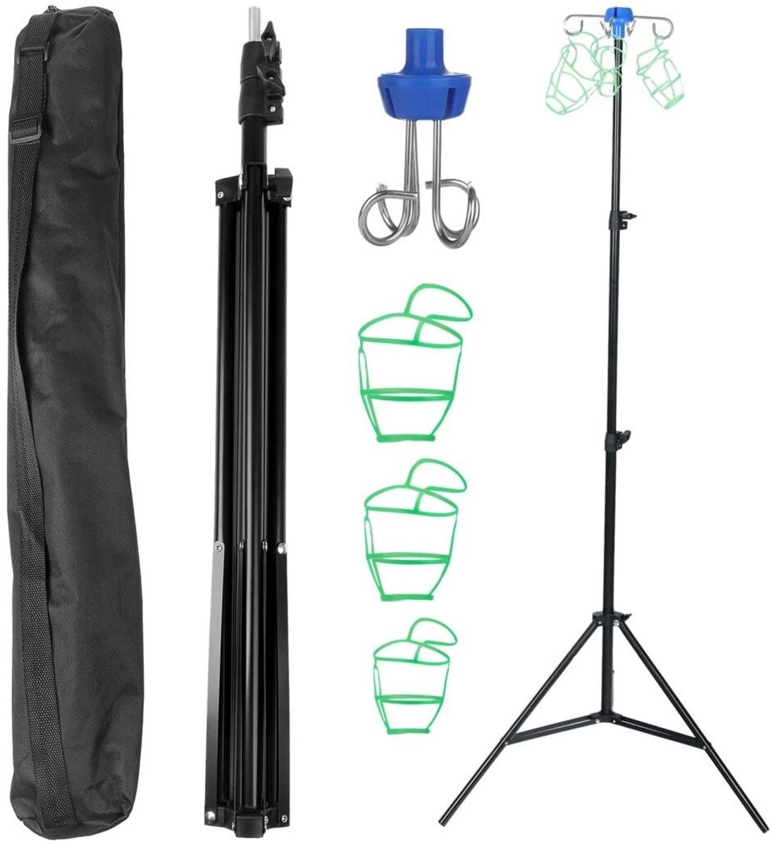 Omgoods - Verstelbare IV Pole Stand met 4 Haken en Opbergzak