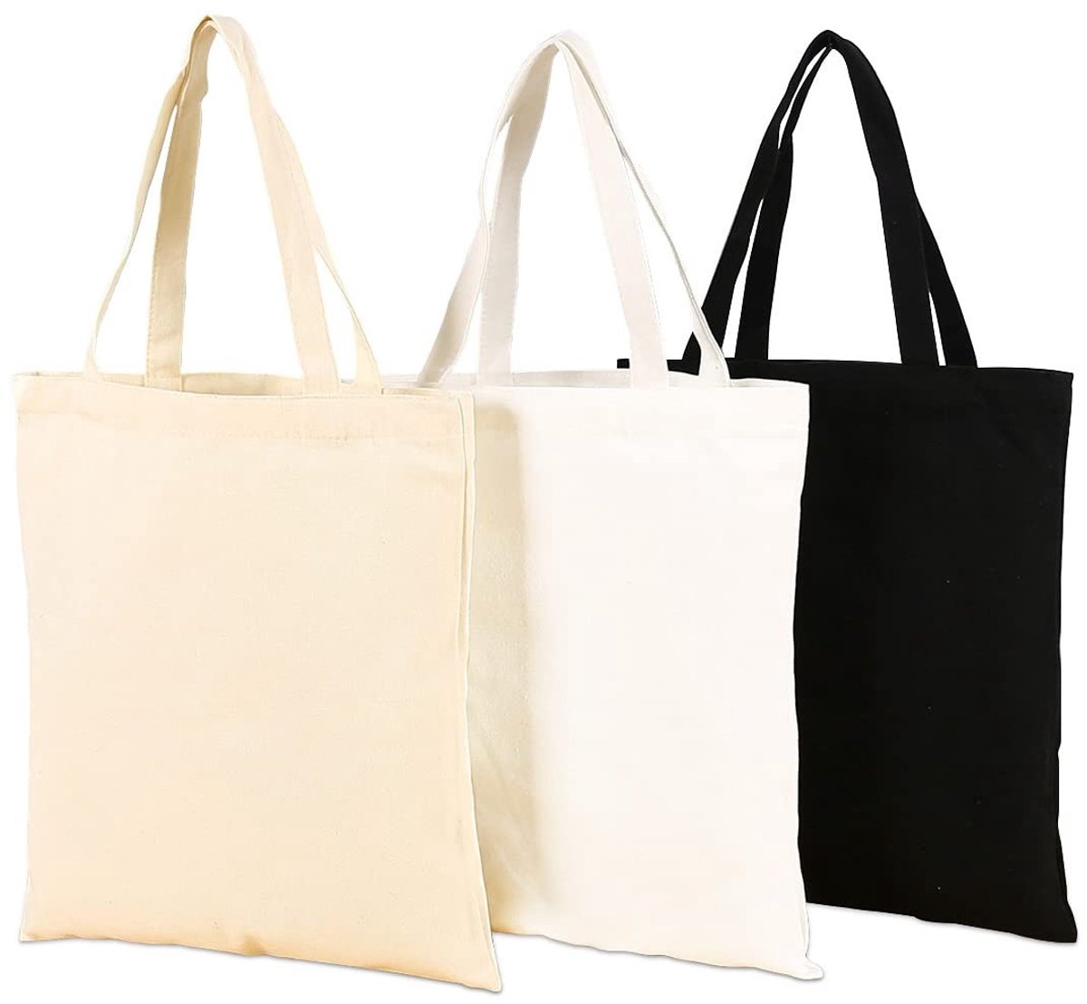 Omgoods- Stoffen Tas Herbruikbaar - Katoenen Tas - Jute Tas - Opvouwbare Boodschappentas - Lange Hengsels - Perfect voor DIY