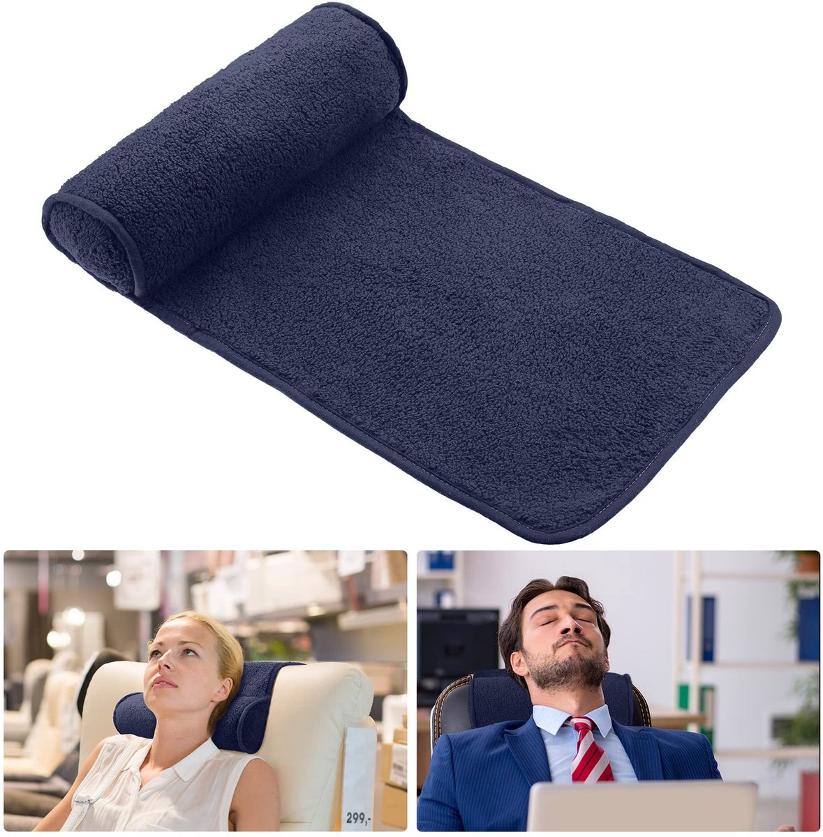 Omgoods - Verstelbaar Nekrol Kussen voor Fauteuil - Donkerblauw