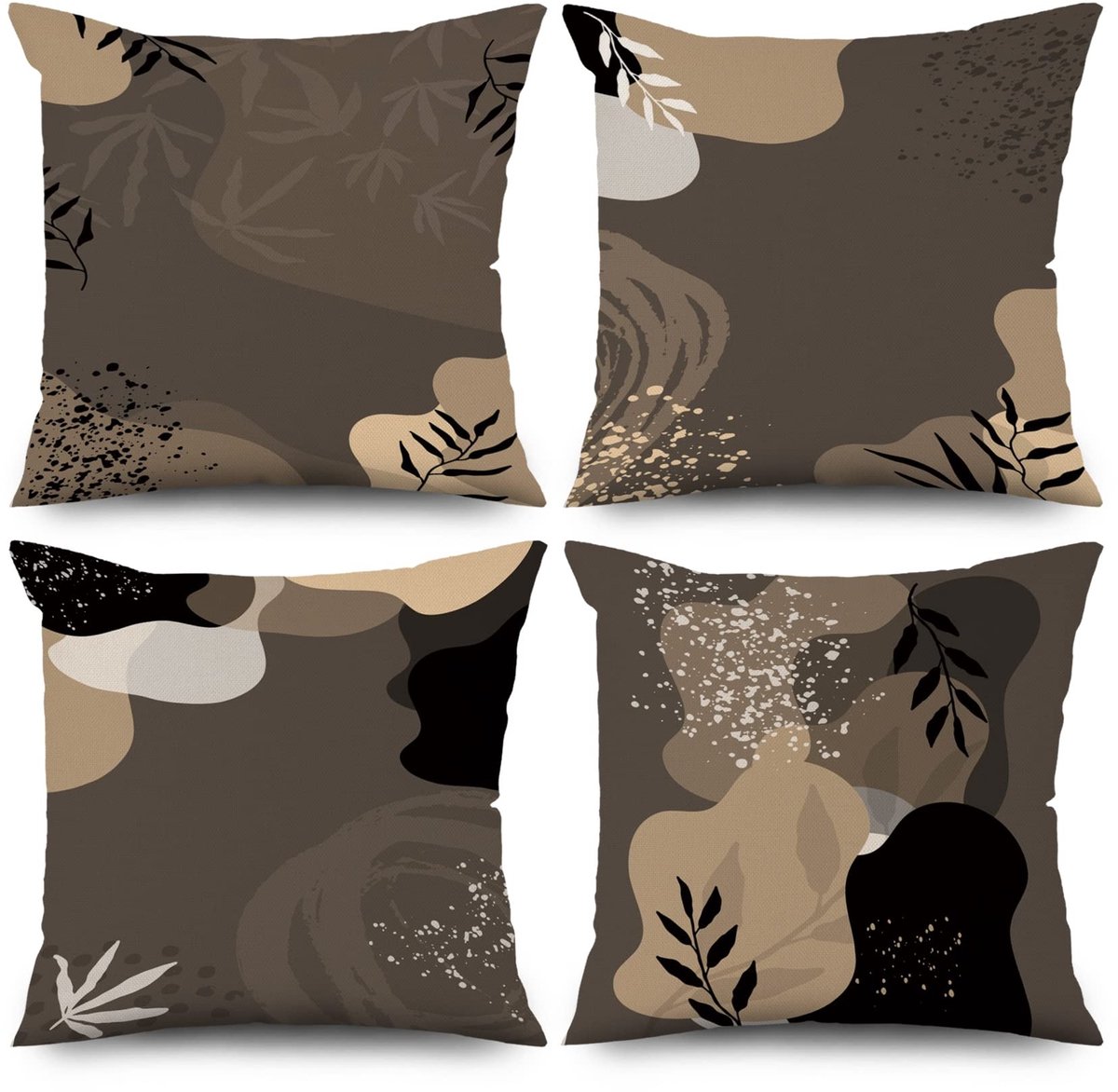 Omgoods - Set van 4 Boho Kussenhoezen 40 x 40 cm in Bruin