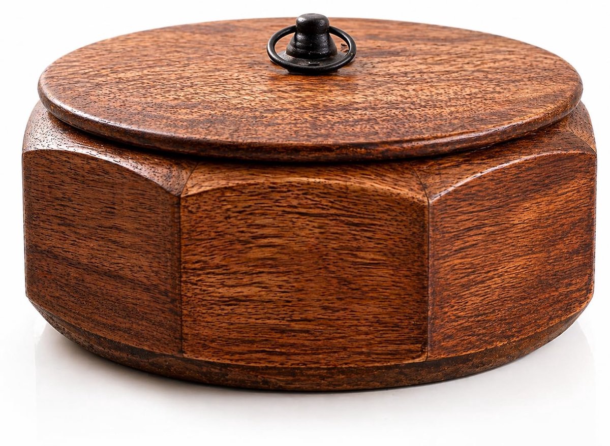 Omgoods - Handgemaakte Houten Tortilla Warmer met Deksel voor Brood, 23 cm