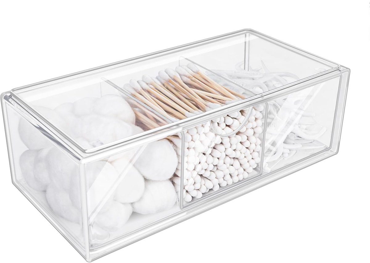 Omgoods - Cotton Swab Holder - Transparante Organizer met Compartimenten