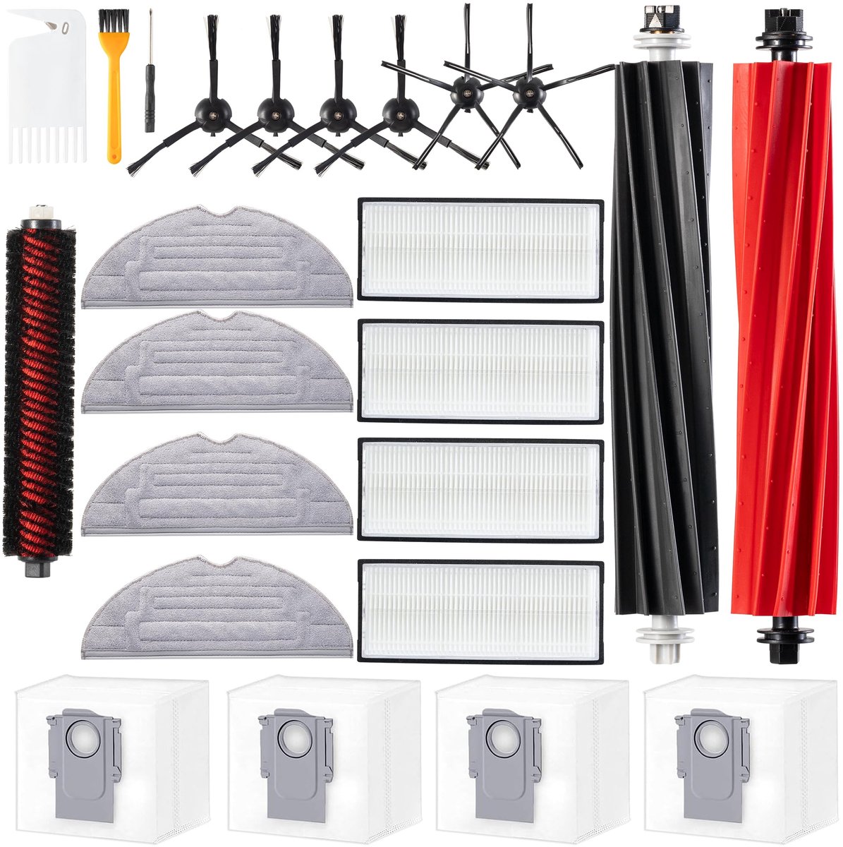 Omgoods - 24 Stuks Accessoireset voor Robotstofzuiger Roborock S8/S8+/S8 Pro