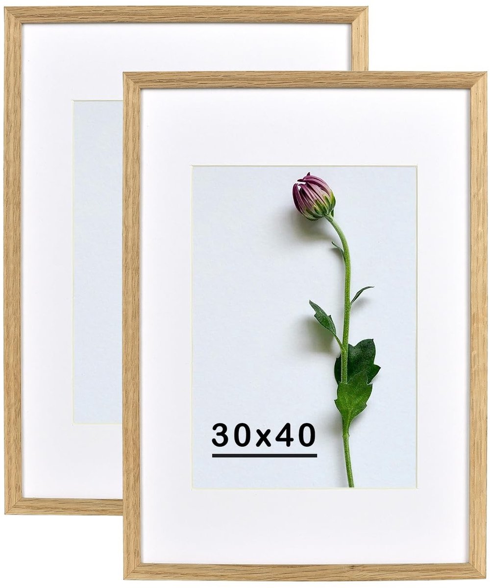 Omgoods - Houten Fotolijst 30x40 cm Set van 2 met Passepartout