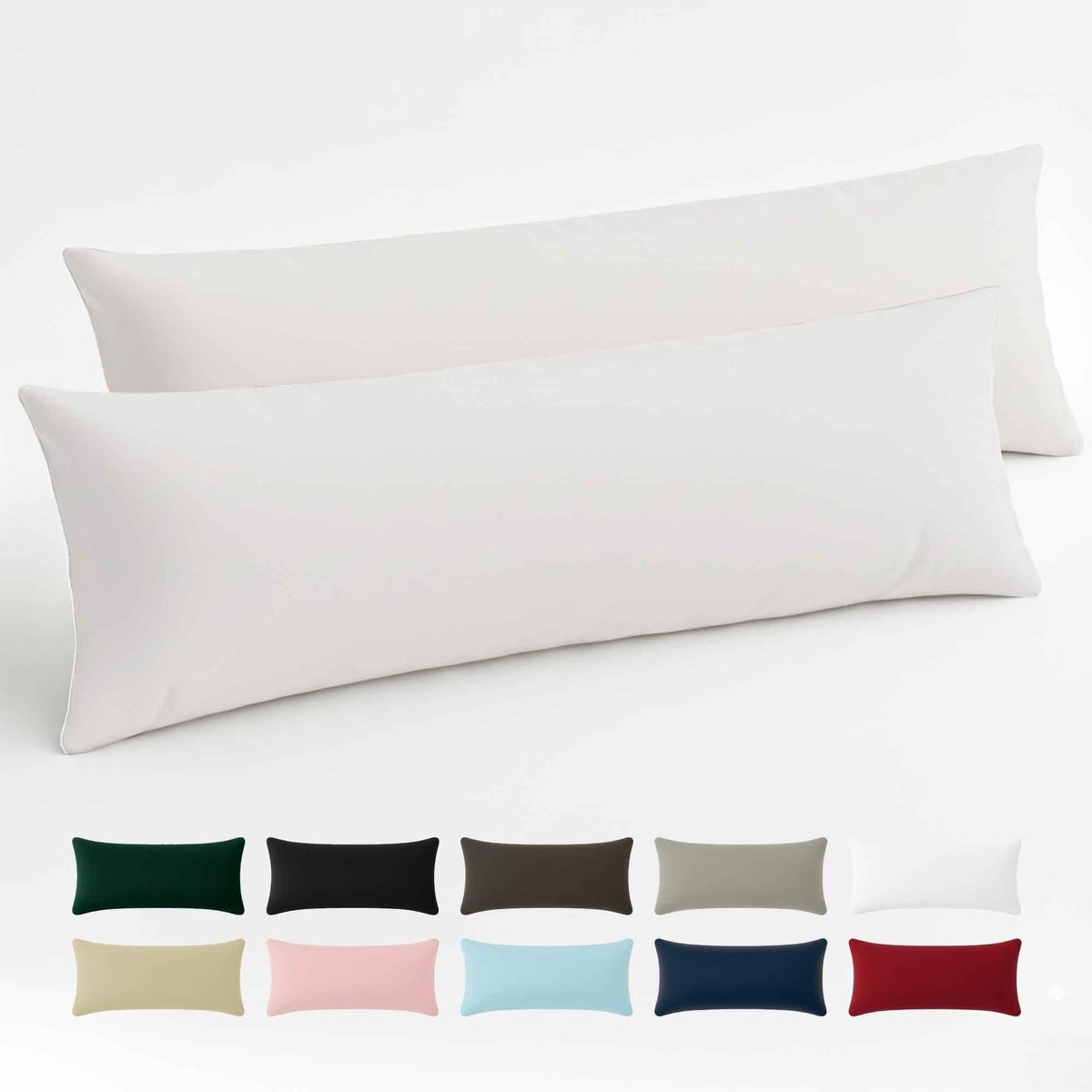 Omgoods - Set van 2 Kussenslopen 40x145 cm - Versterkt Katoen, Wit