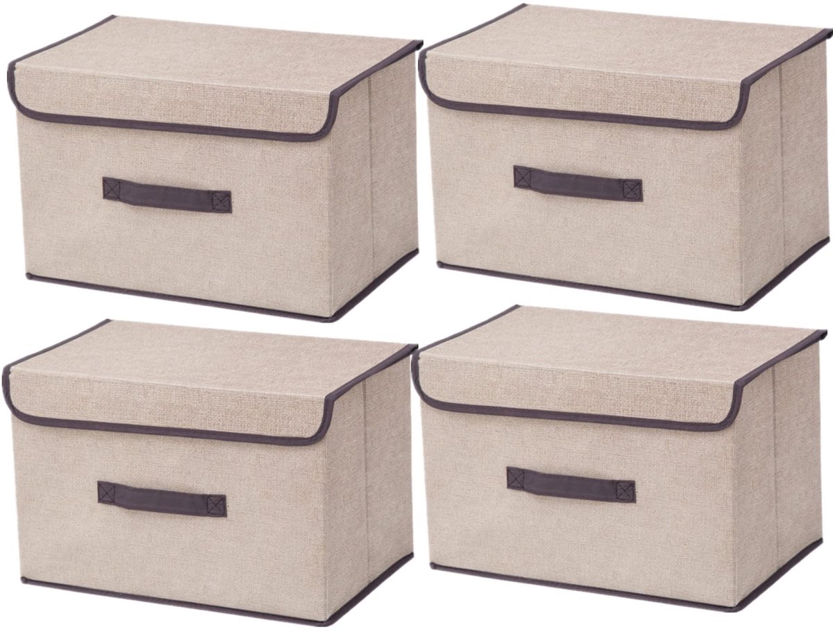 Omgoods - Set van 4 Vouwbare Opbergdozen met Deksel