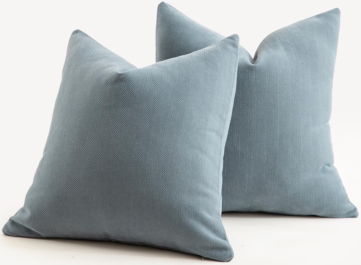 Omgoods - Set van 2 Kussenslopen 60 x 60 cm - Blauw Chenille voor Sofa en Slaapkamer