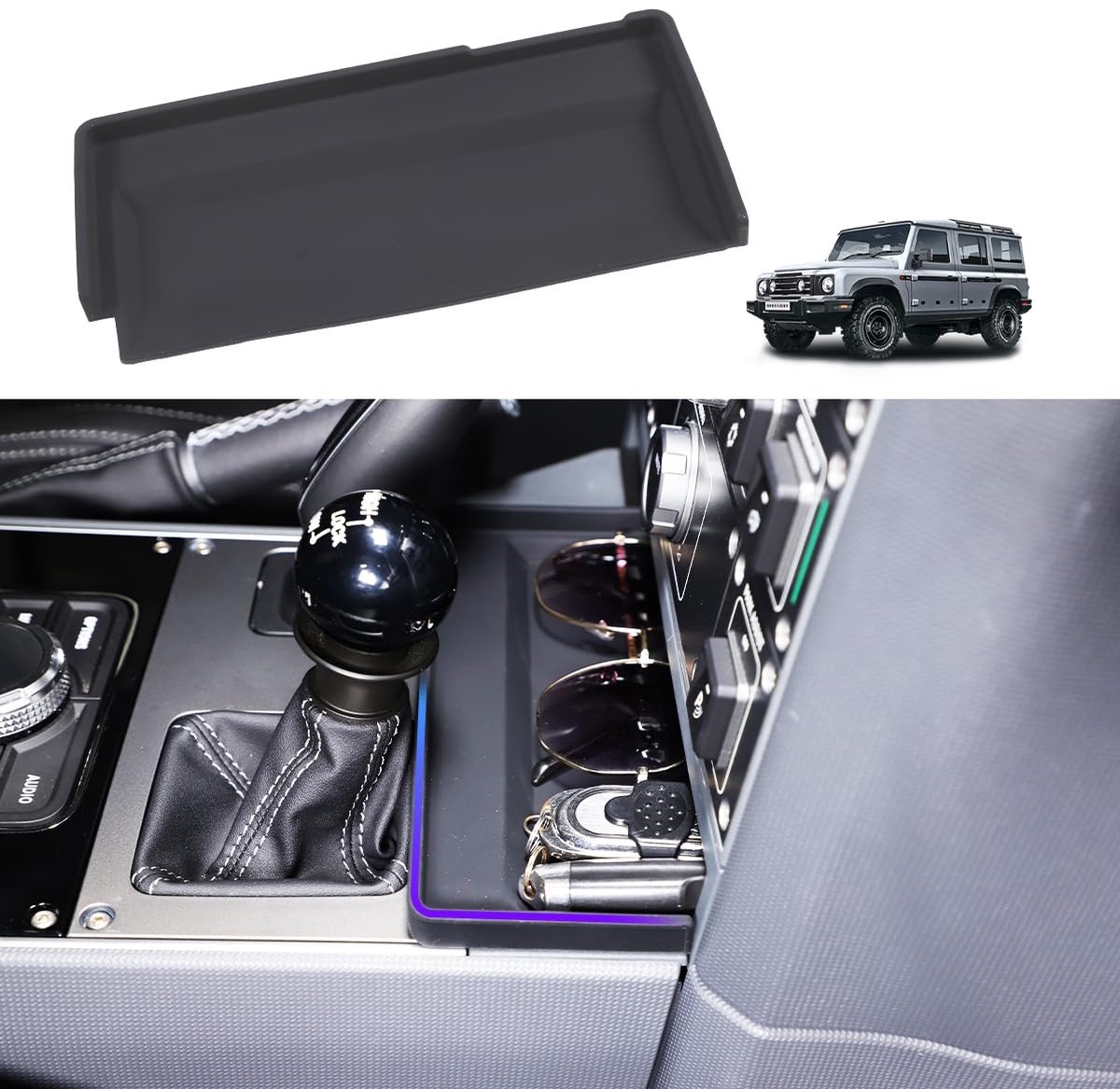 Center Console Organizer - Geschikt voor Ineos Grenadier 2020-2024 - Opbergruimte voor bekerhouder - ShopVlot