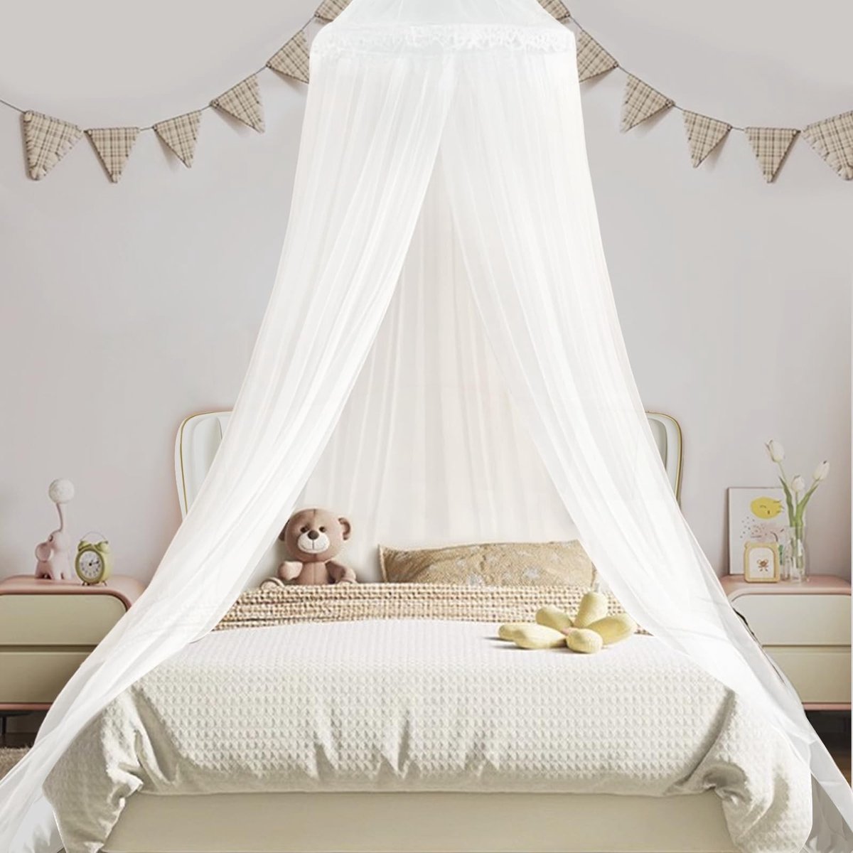 Omgoods - Witte Muggennet voor Tweepersoonsbed, Hangend Insectennet