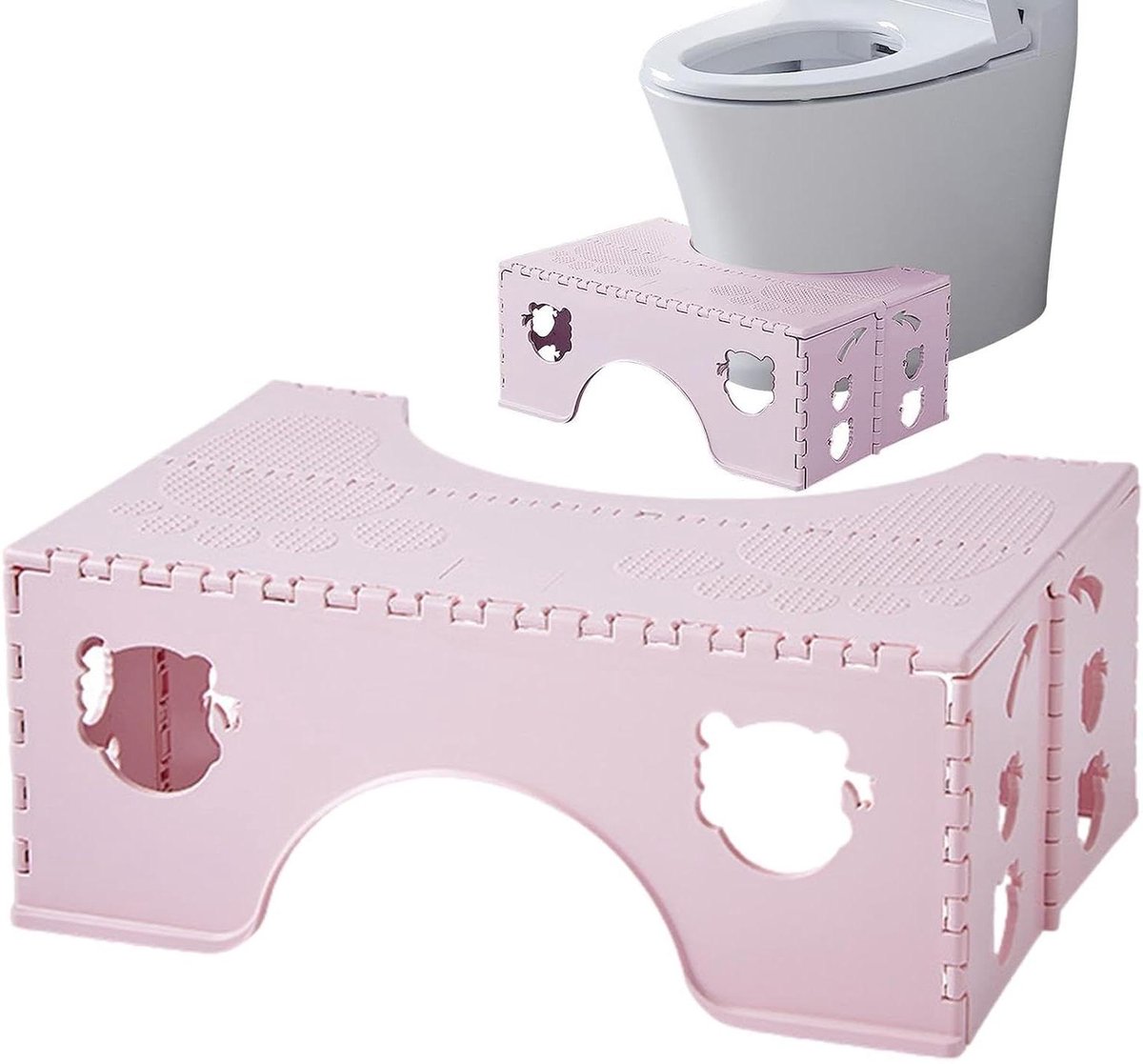 Opvouwbare kruk - Toiletkruk Poepstoel - Verbeteren stoelgang - Optimale hoek 35 graden - 18 cm hoogte - Roze