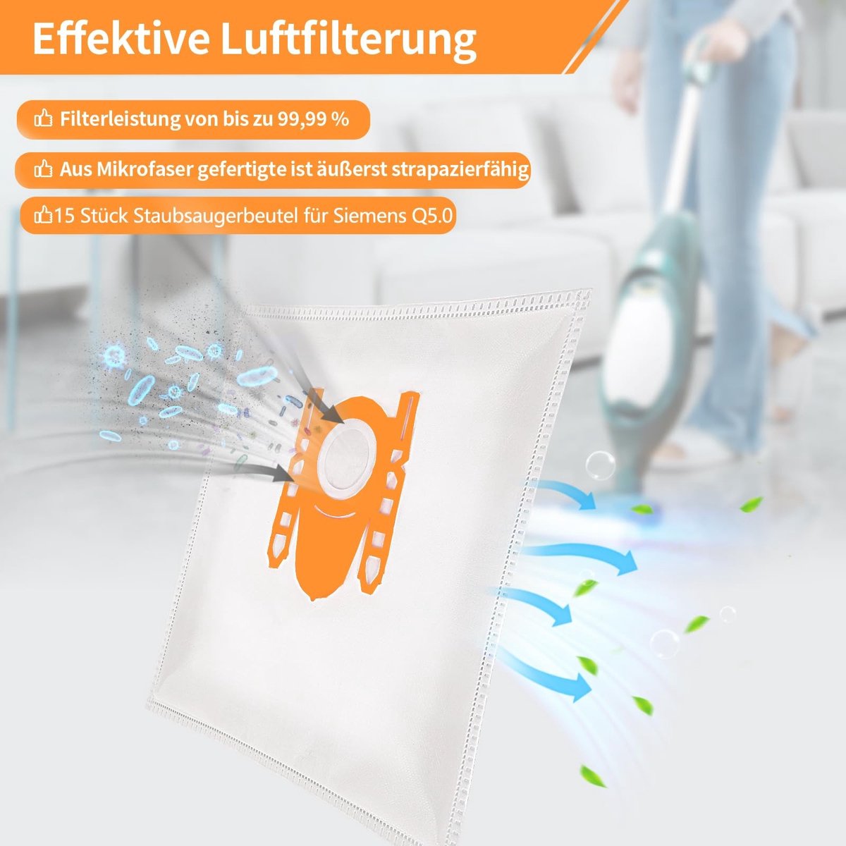Omgoods - 15 Stuks Stofzuigerzakken voor Siemens Q5.0 - Ultra Sterke Filtratie
