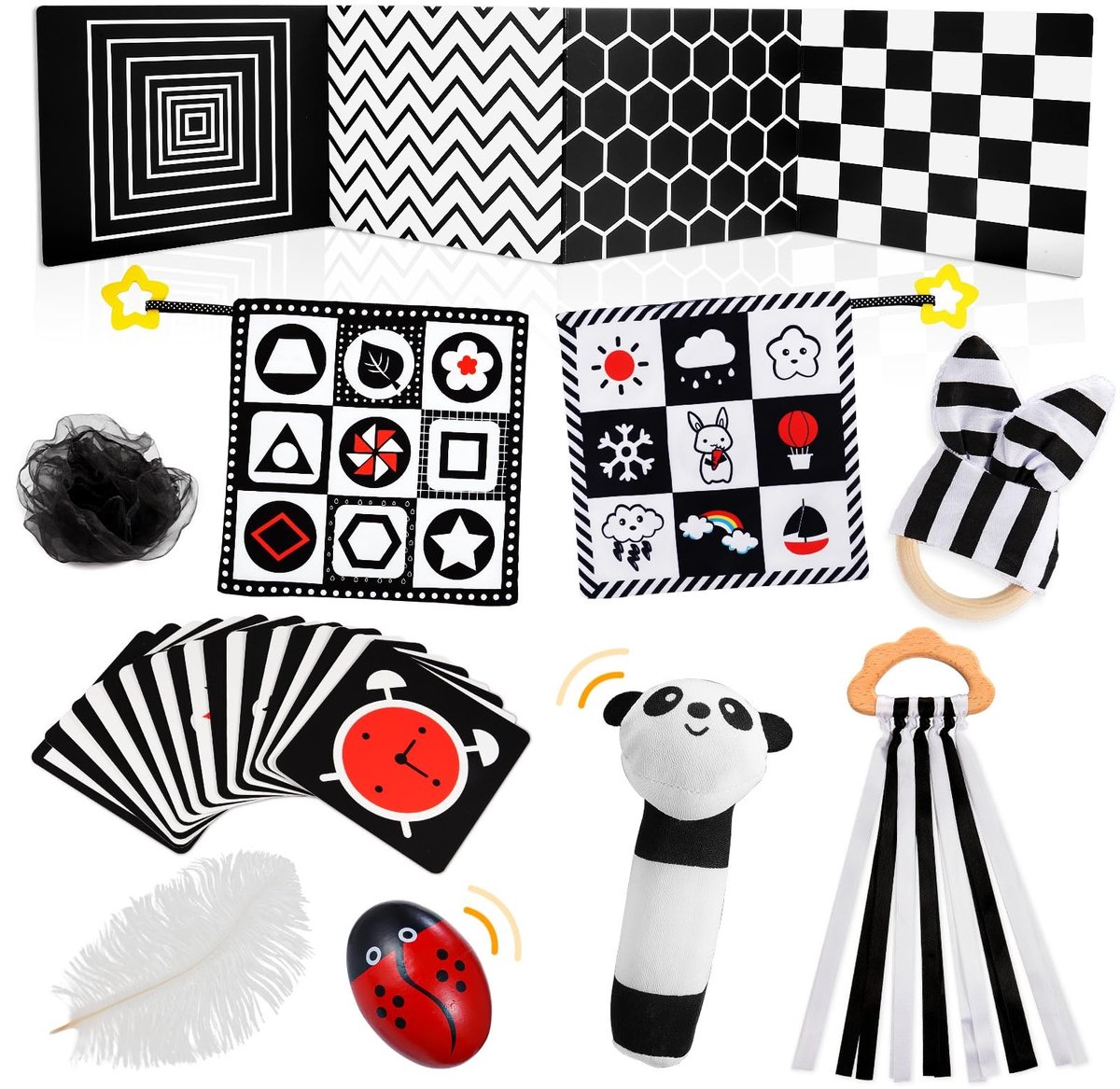 Omgoods - Zwart-Wit Sensory Toys voor Baby's tot 6 Maanden