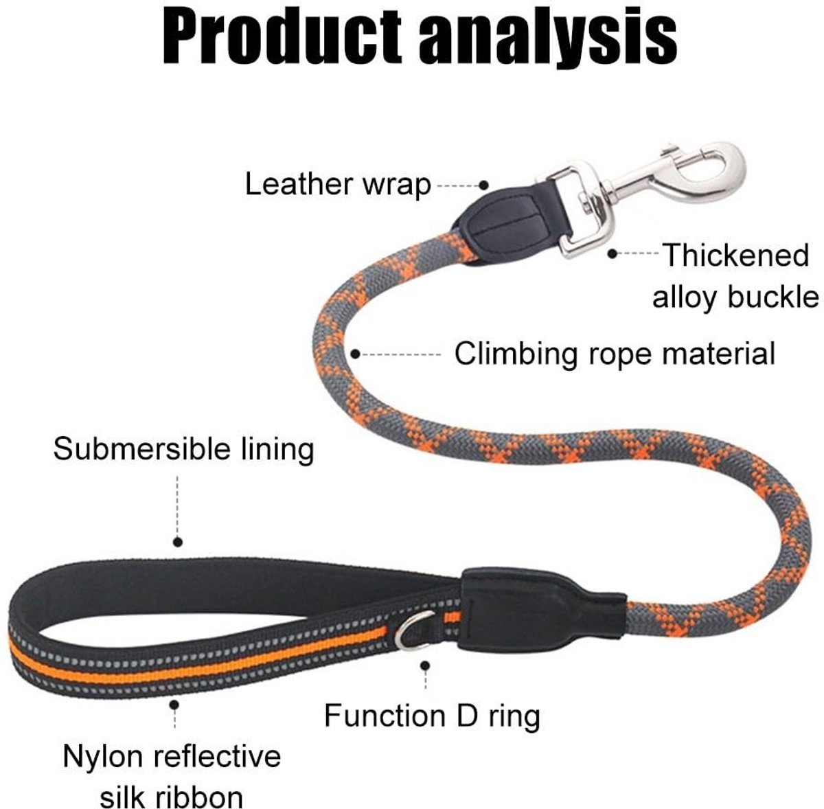 Omgoods- Hondenriem Elastisch - Nylon Hondenlijn - Gevoerd Handvat - Reflecterende Stiksels - Metalen D-Ring Gesp - Duurzaam Materiaal - Hondentouw