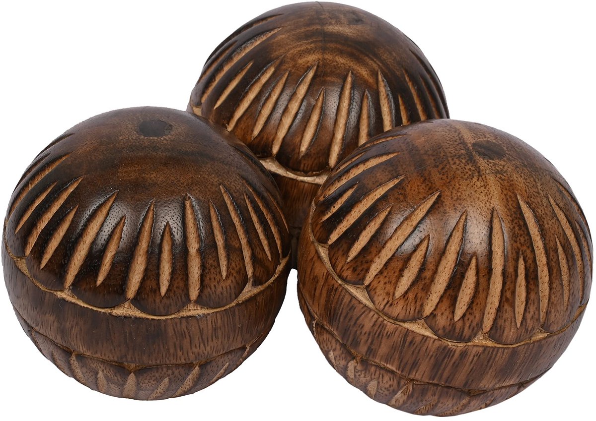Omgoods - Set van 3 Mango Houten Decoratieve Ballen