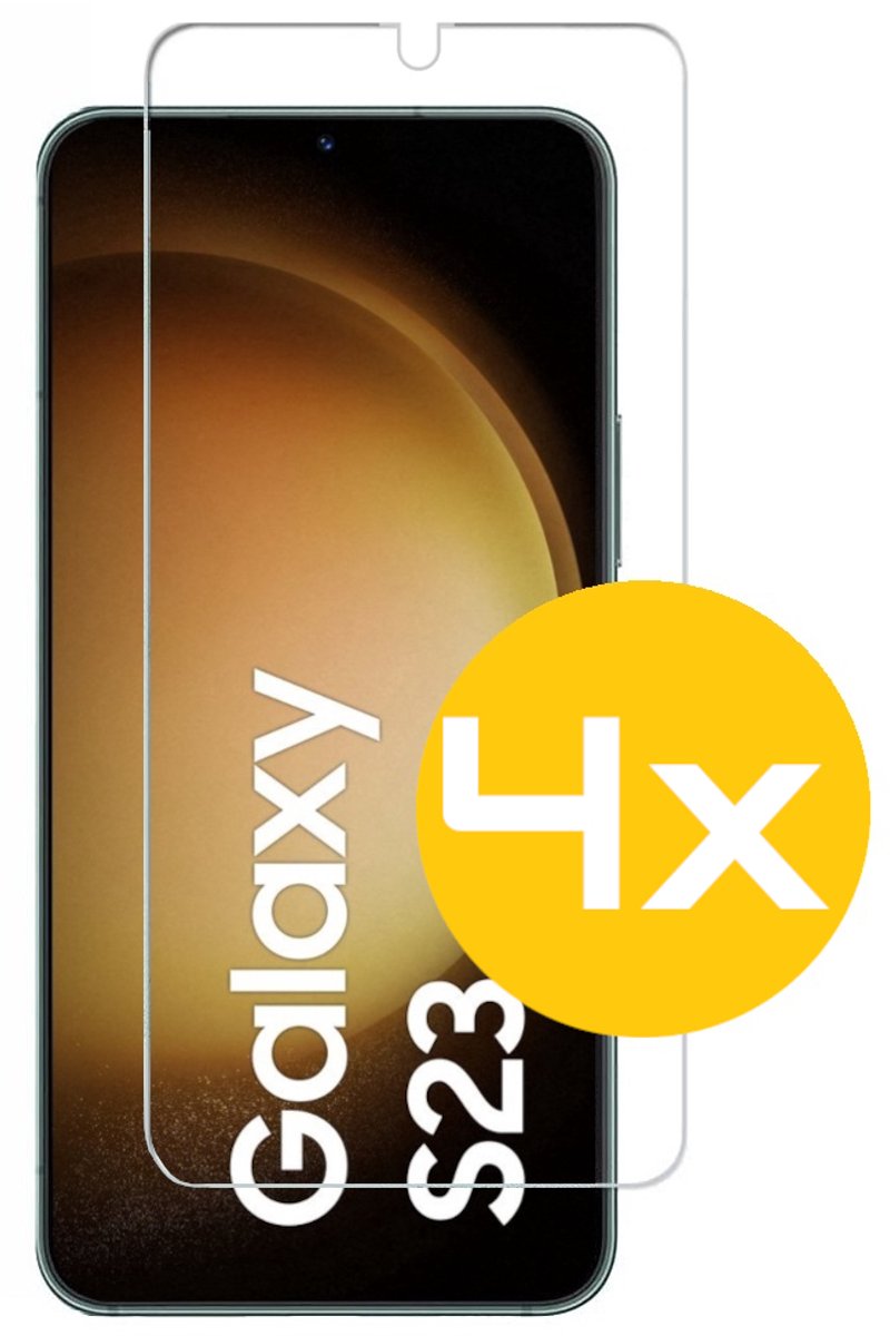 Screenprotector Geschikt Voor Samsung Galaxy S23 - Glasplaat - Tempered Glass - 4 Stuks