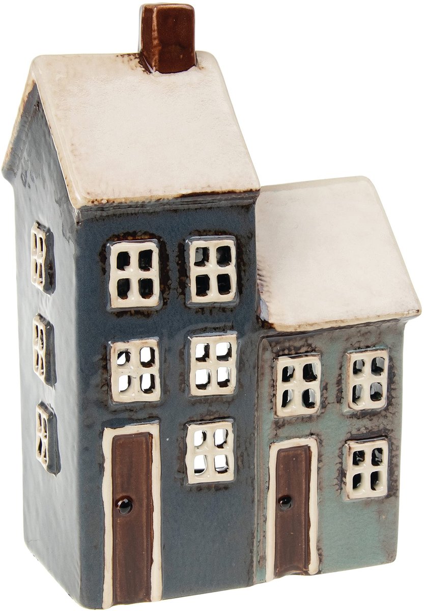 Omgoods - Set van 2 Theelichthouders in Grijs en Marineblauw