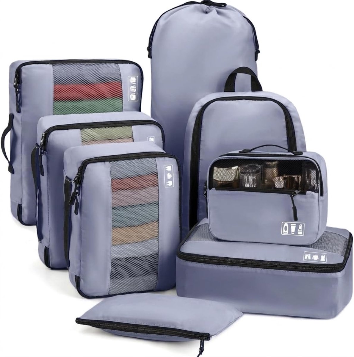 Omgoods- Koffer Organizer 8-delig - Packing Cubes - Schoenenzak - Cosmeticatas - Bagage-Ordersysteem - Efficiënte Opberging