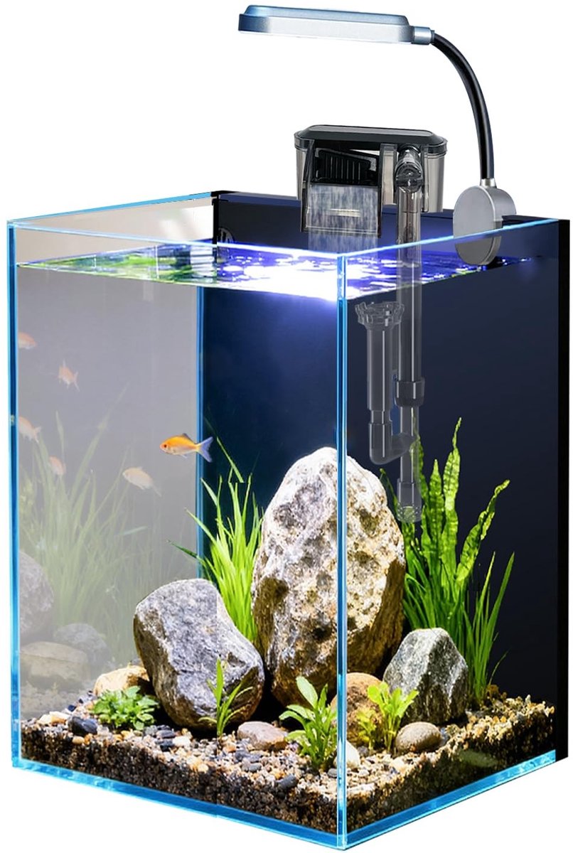 Omgoods - 1.5 Gallon Nano Glazen Aquarium - Starter Kit met Filter en LED Verlichting