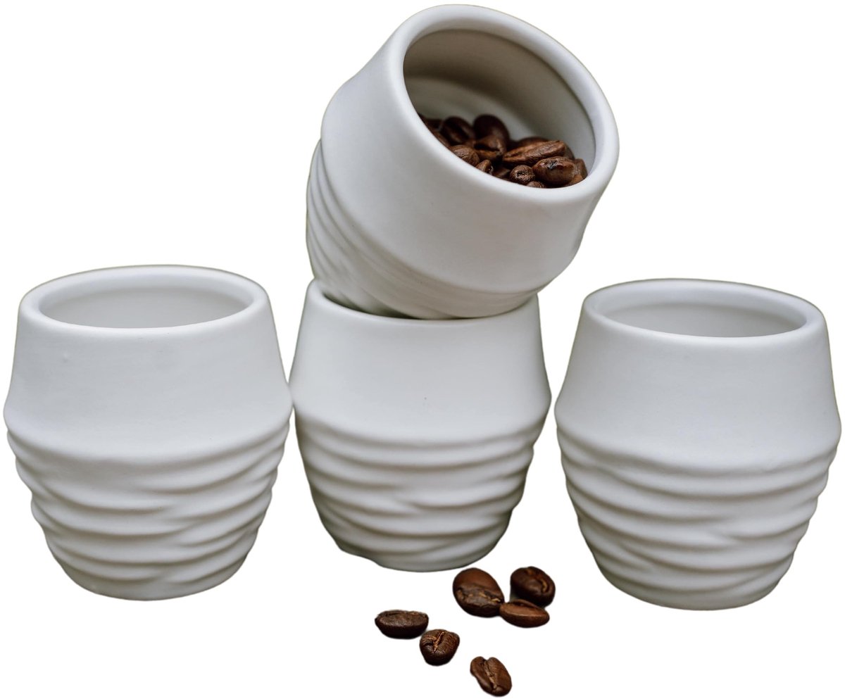 Omgoods - Handgemaakte Espresso Kopjes Set van 4 in Japanse Stijl