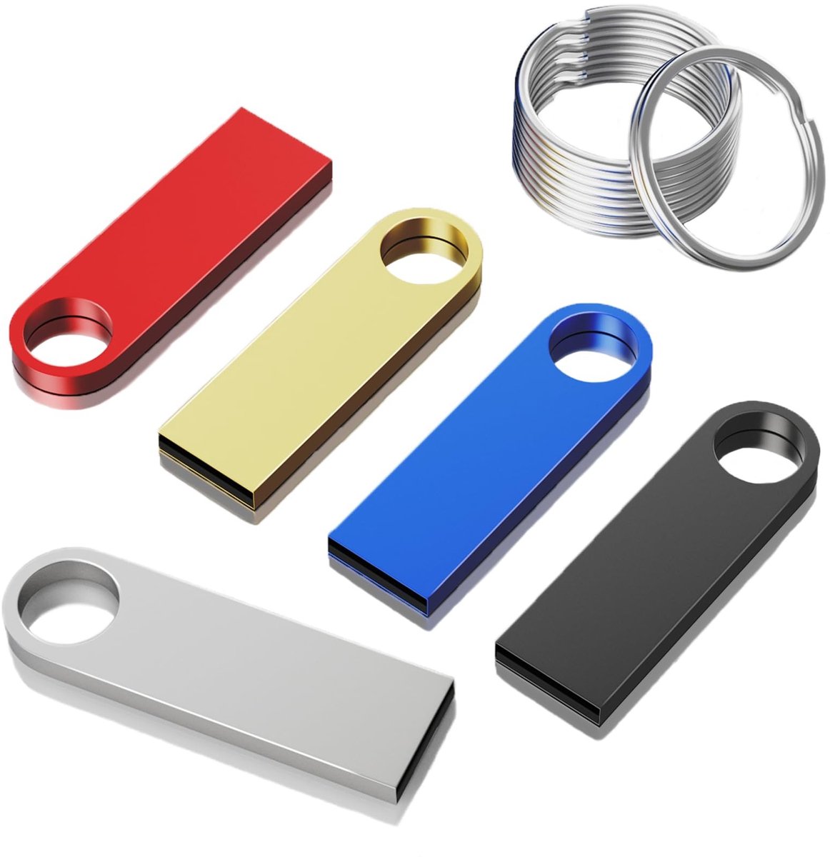Omgoods - Set van 5 Mini USB Sticks 64GB met Waterdichte Behuizing