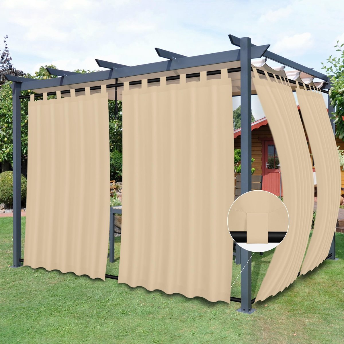 Omgoods - Weerbestendige Patio Gordijnen met Lussen