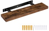 HÜSQ zwevende Wandplank – 80 cm lang – met Wand montage Materiaal – Boekenplank in hout - vintage bruin