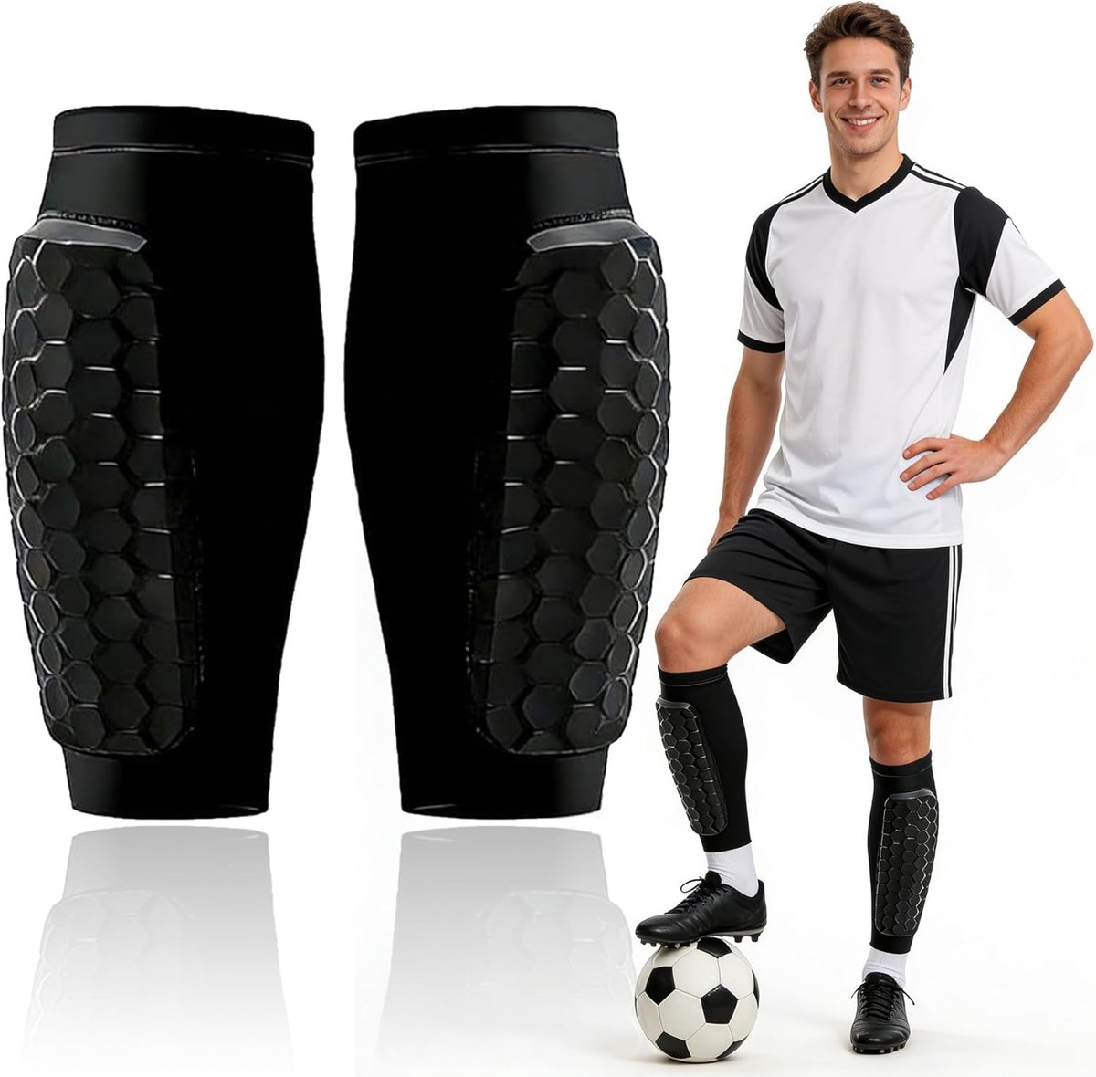 Scheenbeschermers voor kindervoetbal, scheenbeschermers voetbal heren, scheenbeschermers, ski, sport scheenbeschermers, skiguard sokken voor mannen en vrouwen, kuitbescherming voor voetbal, stootvast