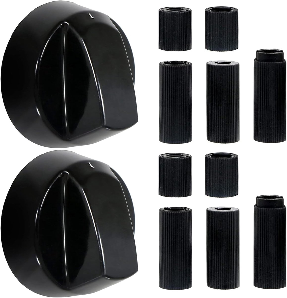 Knoppen met 10 adapters, draaiknoppen, universele schakelknoppen Ø 42 mm, voor alle soorten oven, fornuis en kookplaat, universele draaiknopset, zwart
