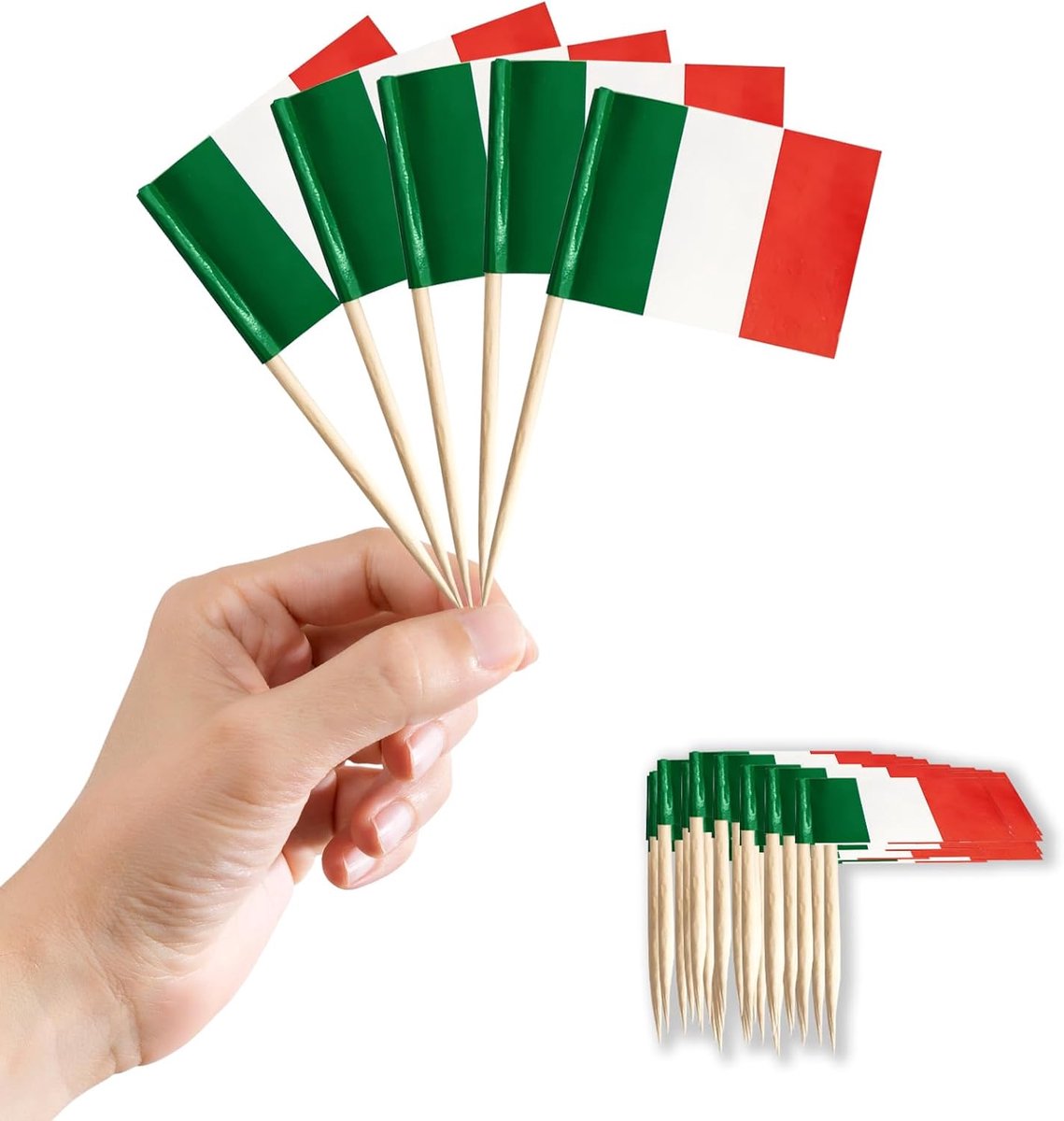 Tandenstokers vlaggen cocktail stick vlaggen Italiaanse decoratieve vlag mini cupcake topper kleine tandenstokers Italië vlaggen voor taarten voetbal EM Eurovision WK bar pub