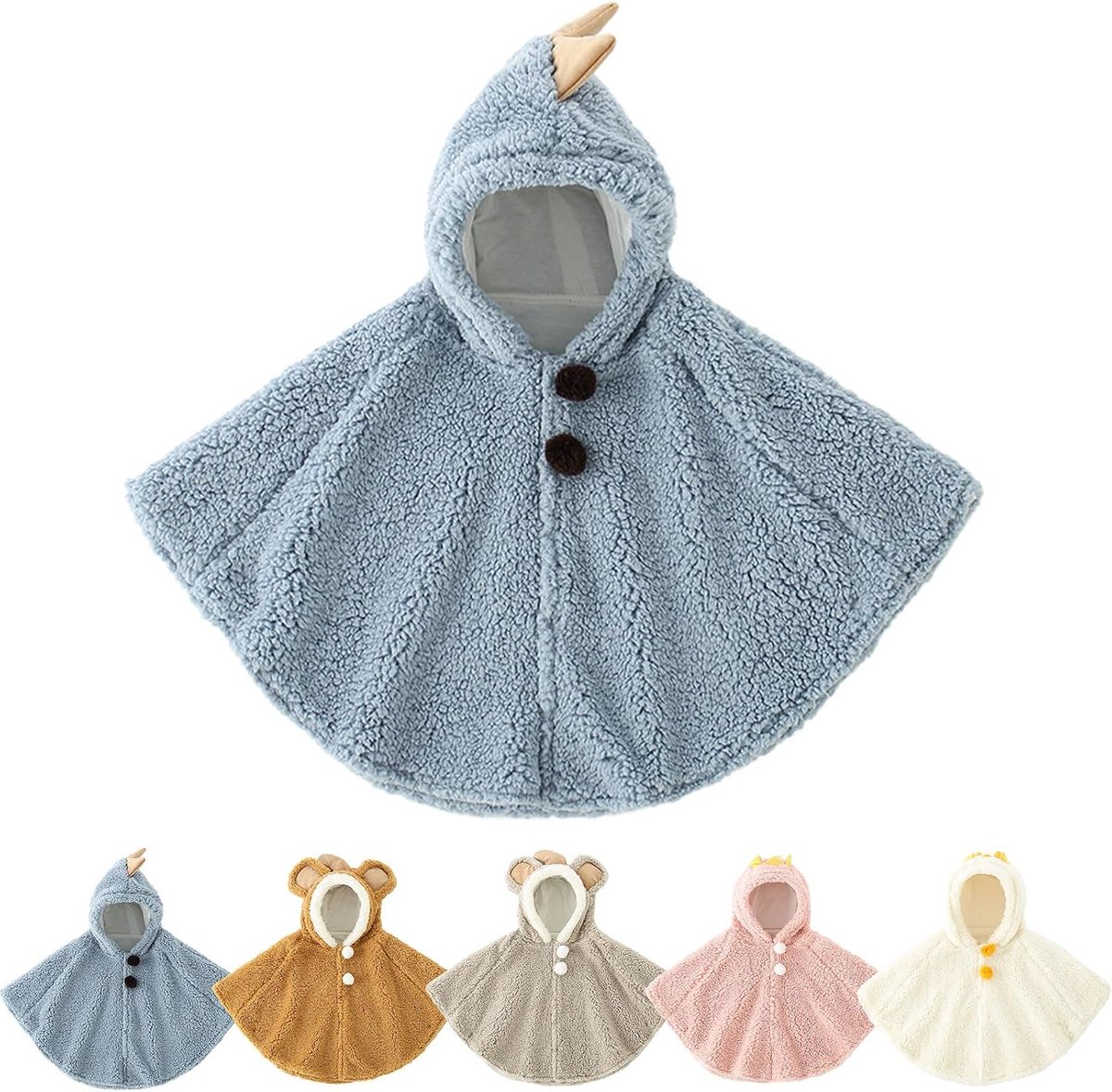 Babyponcho met capuchon, warm, schattig, winddicht, winter, herfst