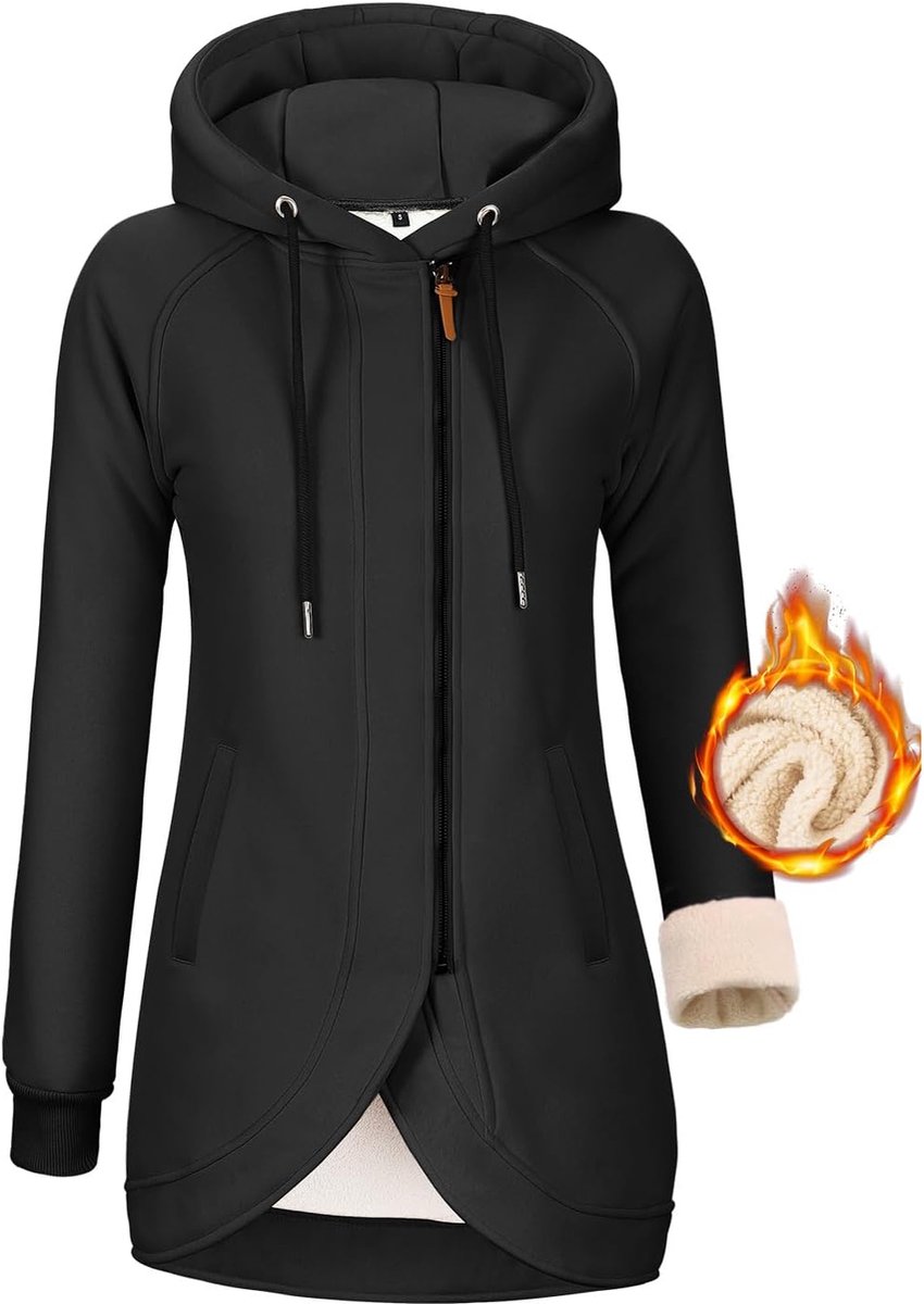 Damesjas met capuchon, ritssluiting, hoodie, sweatjack, fleecejack, capuchonpullover met ritssluiting, fleece gevoerde jas, winter, ritssluiting, overgangsjas, casual jas