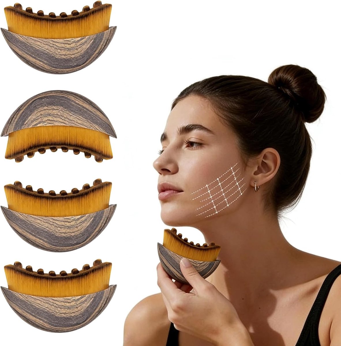 Lymfedrainage Set 4 Stuks - Professionele Gezichtsborstels - Voor Kin, Kaak en Gezichtsversteviging - ShopVlot