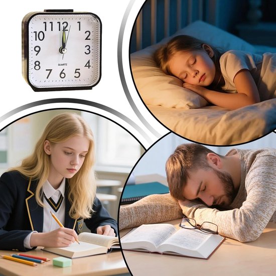 Wandklok met nachtlampje - Bureauklok Kamerdecoratie - Rustig Wakker Worden - Stille Beweging - 9 cm - Uniek — afbeelding 2