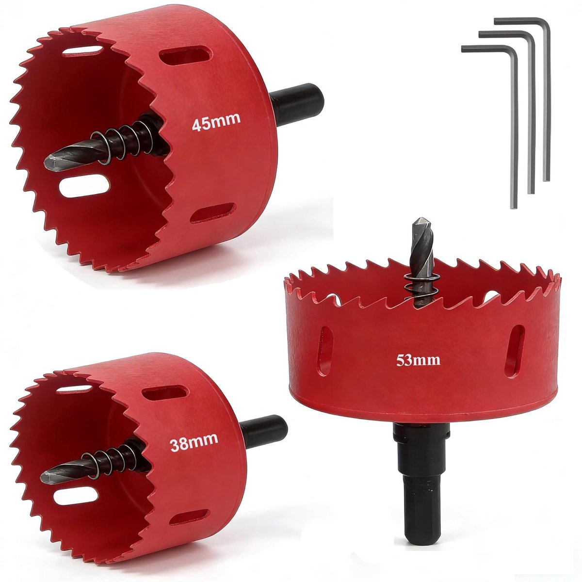msymsyu 3 stuks gatenboren voor hout, 38 mm/45 mm/53 mm gatencirkelzaag - ShopVlot