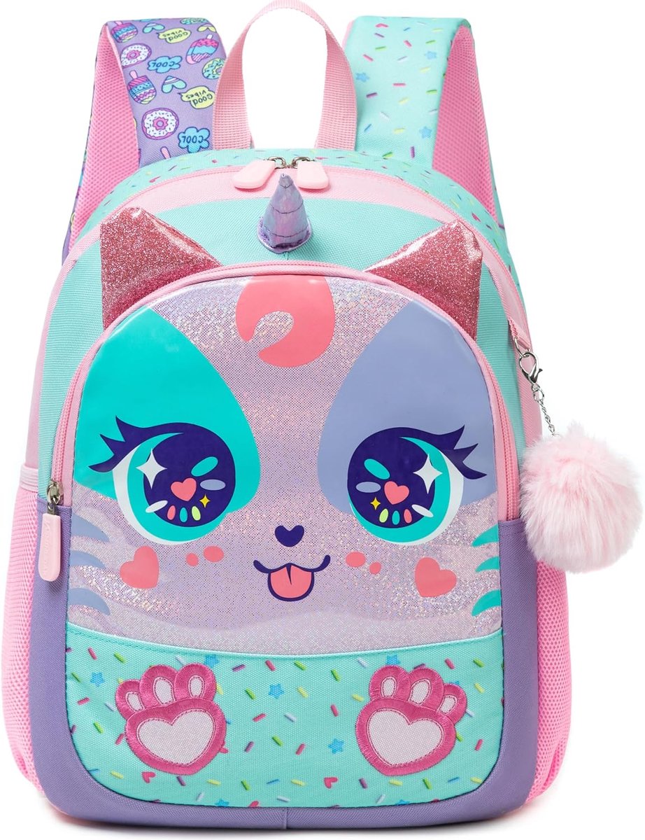 Kinderrugzak voor meisjes van 34 cm, kleine schoolrugzak voor