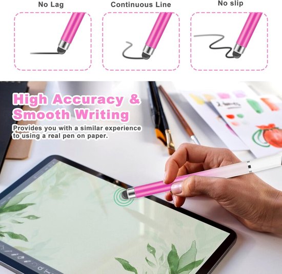 3 stuks styluspen voor touchscreen, dual-end hoge gevoeligheid siliconen gel stylus pen, 2-in-1 stylus pen, compatibel met smartphone tablets alle universeel (blauw + roze + paars) — afbeelding 3