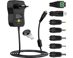voeding cshare 40 W, AC naar DC, 3 V, 4,5 V, 5 V, 6 V, 7,5 V, 9 V, 12 V, schakelbare voedingsadapter met USB-aansluiting 5 V, 1 A, 7 tips voor 3 V tot 12 V