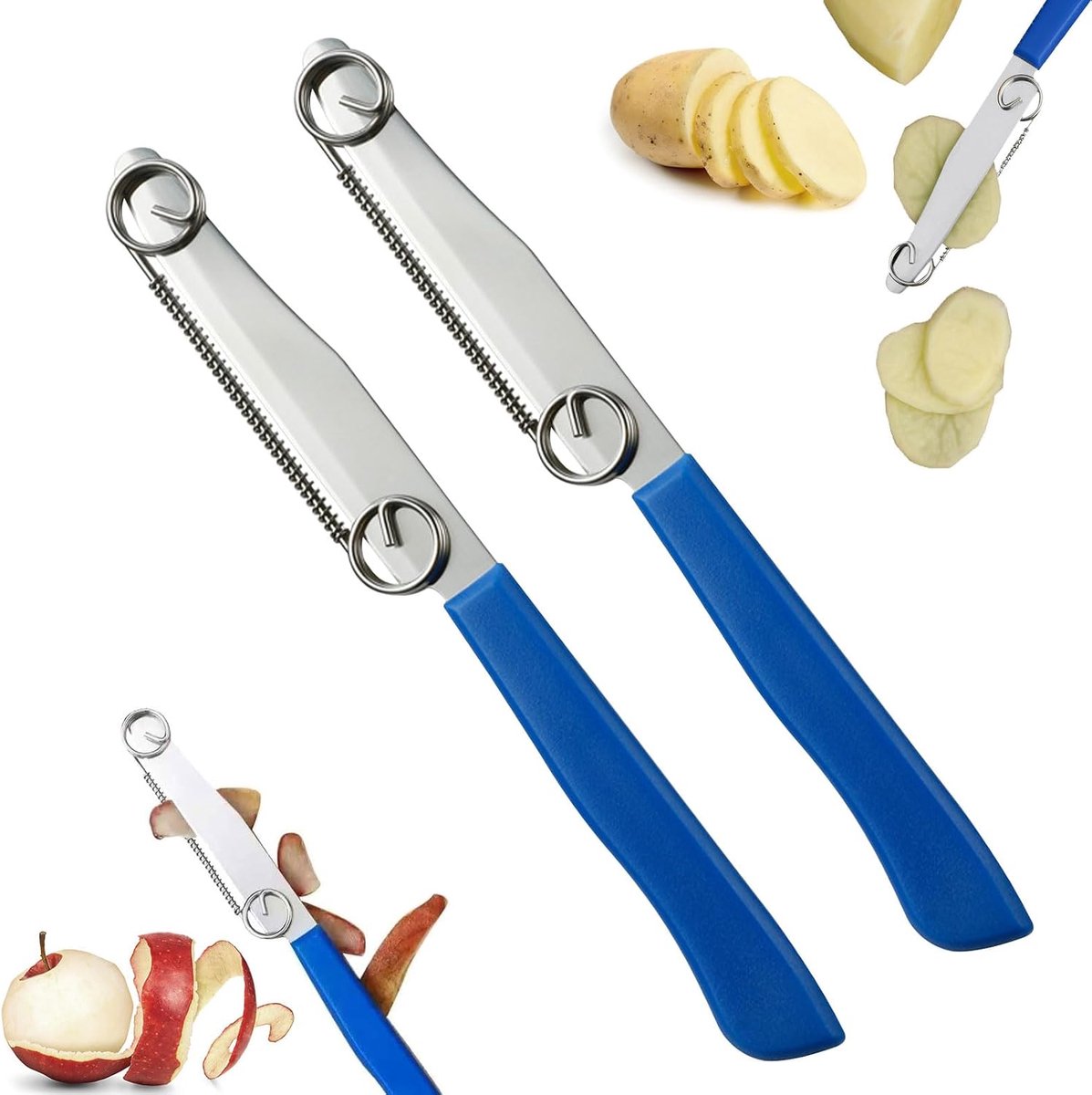 2 stuks 3-in-1 multifunctioneel mes met afneembare veer, groentesnijder, gemakkelijk te reinigen, fruitsnijder