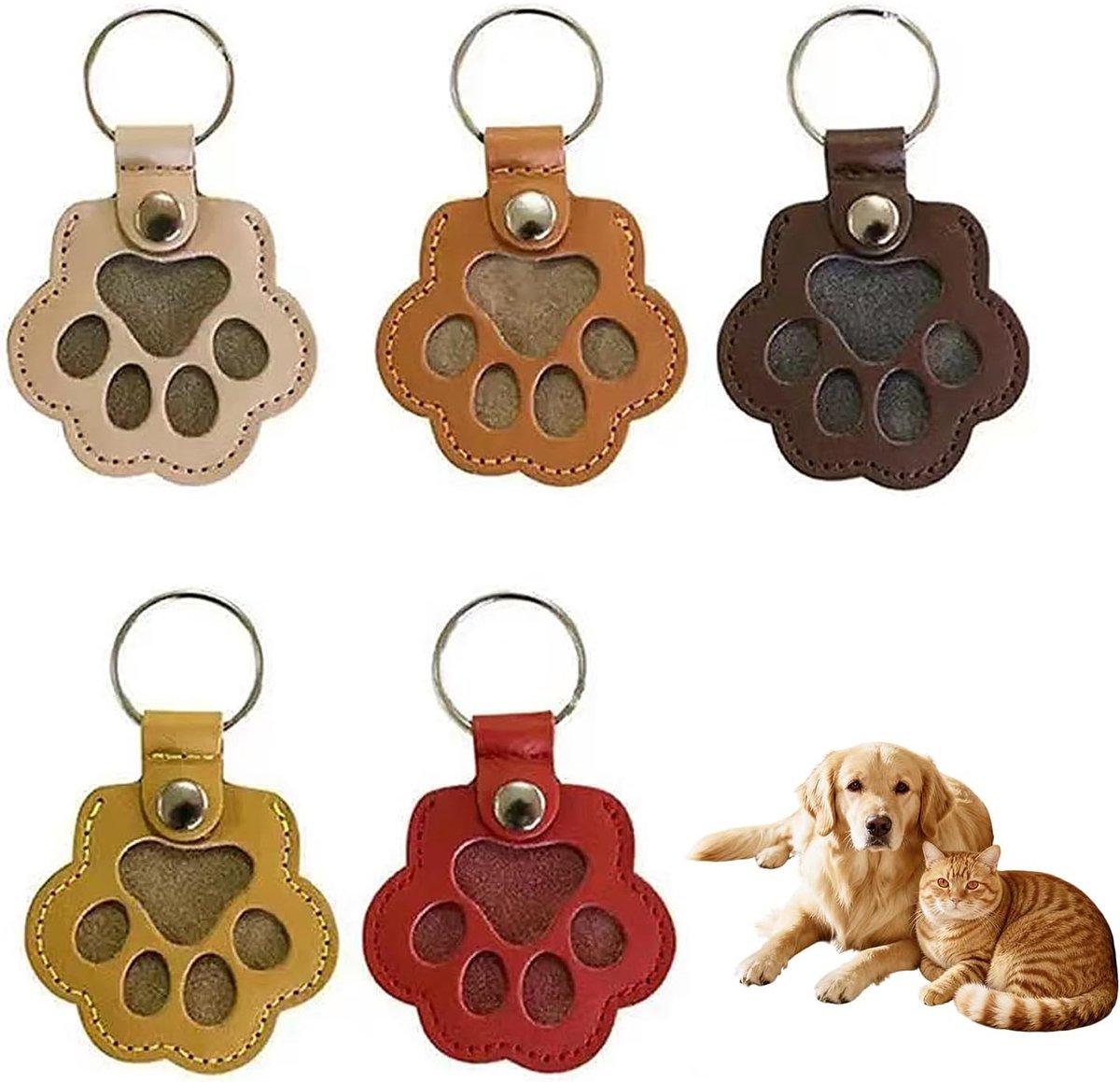 5-delige set met haar-sleutelhangers, dierenharen, herdenkingsfles