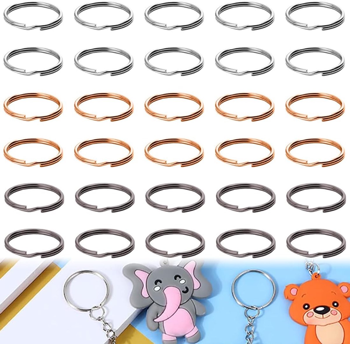 30 stuks kleine metalen ringverbinders met dubbele ring voor sieraden, halskettingen, armbanden, oorbellen, decoraties, handwerk en doe-het-zelf kunstwerken