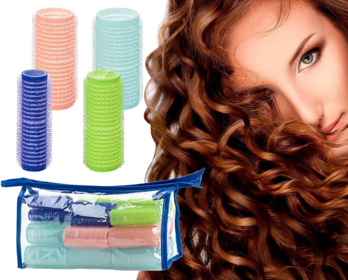 Krulspelden 's nachts haarkrullers (24 stuks - 8 x Ø28 mm, 6 x Ø25 mm, 4 x Ø20 mm, 6 x Ø15 mm) krullen zonder hitte krulspelden zelfklevende hittevrije krullen